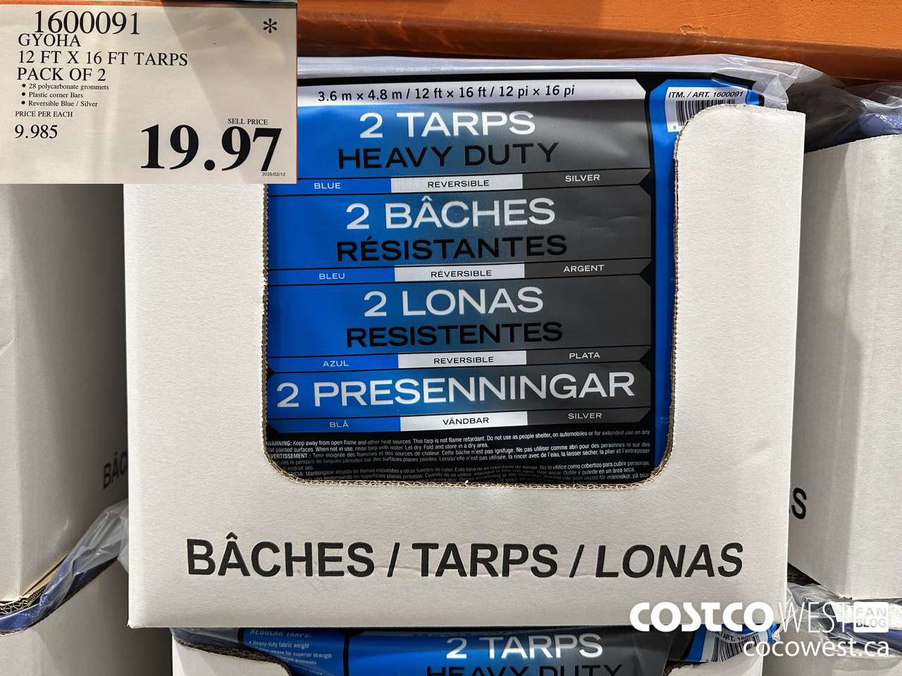 1600091 HEAVY DUTY REVERSIBLE TARPS (BROWN/SILVER) 12' X 16' 2-PACK $19.97