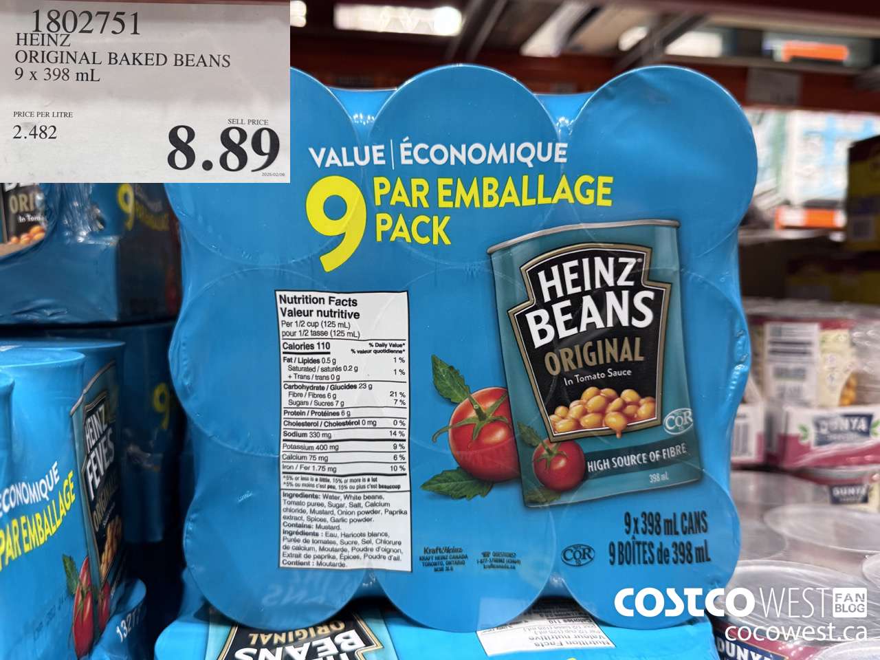 1802751 HEINZ ORIGINAL BAKED BEANS 9 X 398ML $8.89