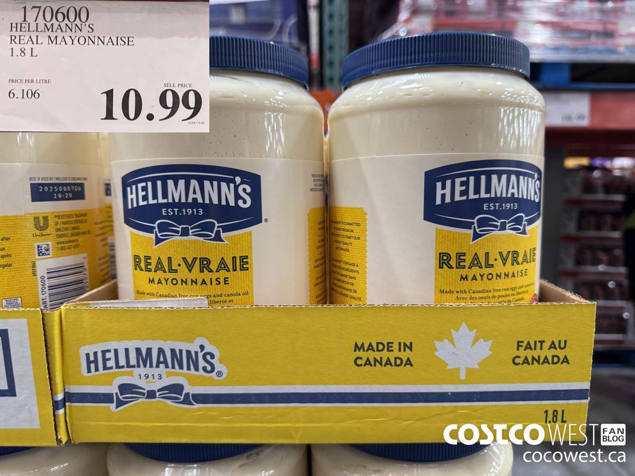 170600 HELLMANN'S REGULAR MAYONNAISE 1.8 L $10.99