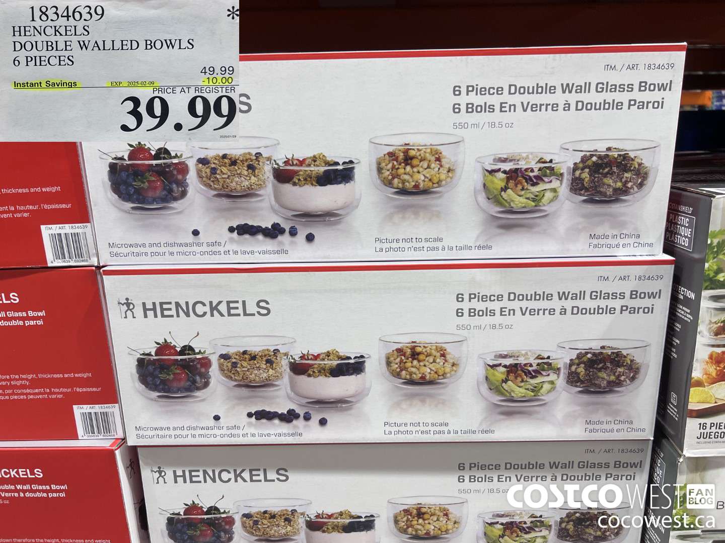 1834639 HENCKELS DOUBLE WALLED BOWLS 6 PIECES ($10.00 INSTANT SAVINGS EXPIRES ON 2025-02-09) $39.99