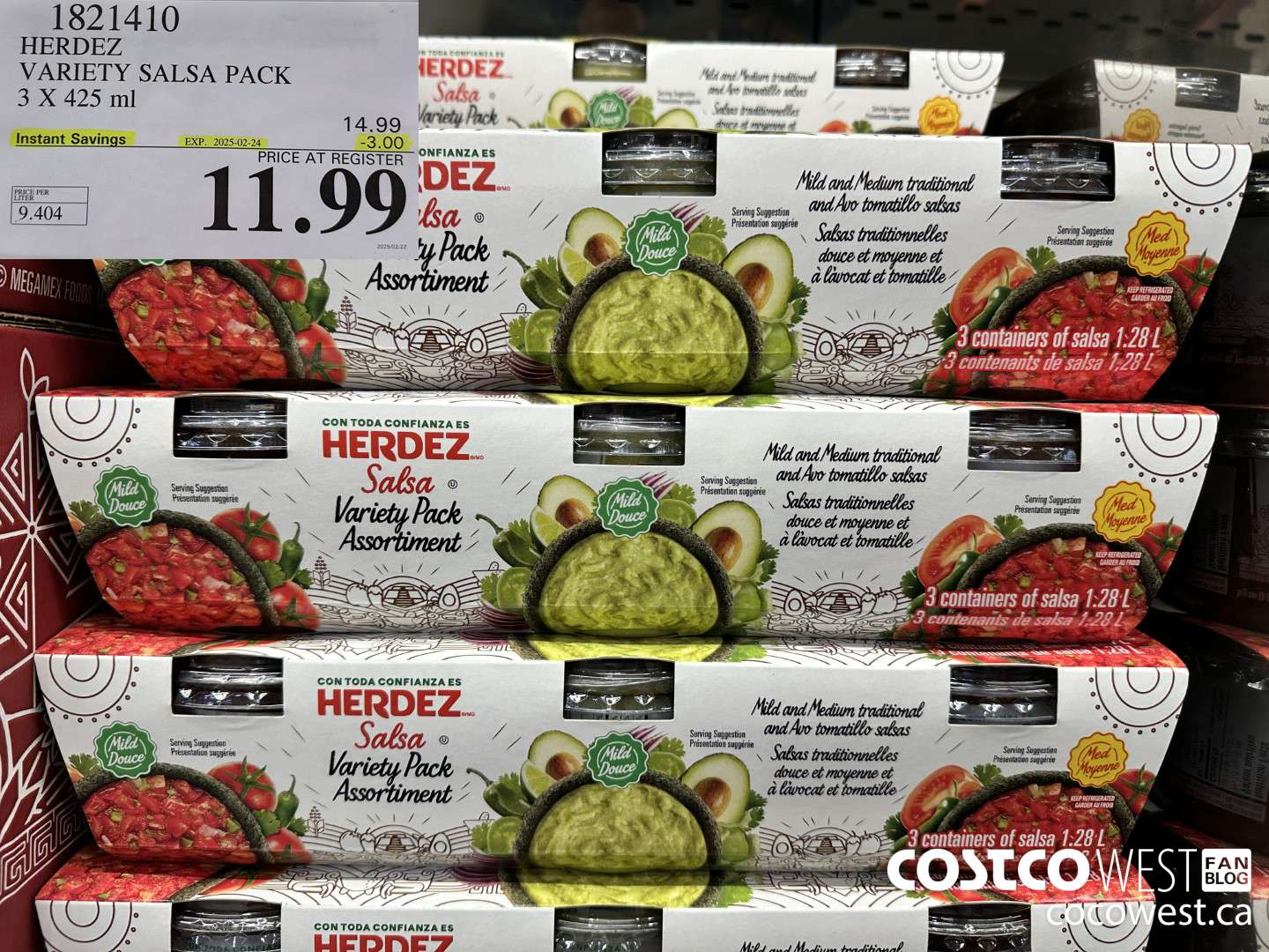 1821410 HERDEZ VARIETY SALSA PACK 3 X 425 ML ($3.00 INSTANT SAVINGS EXPIRES ON 2025-02-24) $11.99