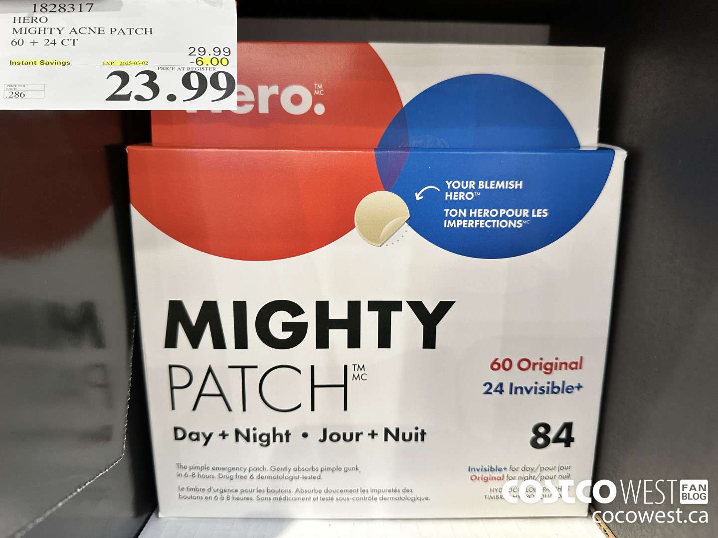 1828317 HERO MIGHTY ACNE PATCH 60 + 24 CT ($6.00 INSTANT SAVINGS EXPIRES ON 2025-03-02) $23.99