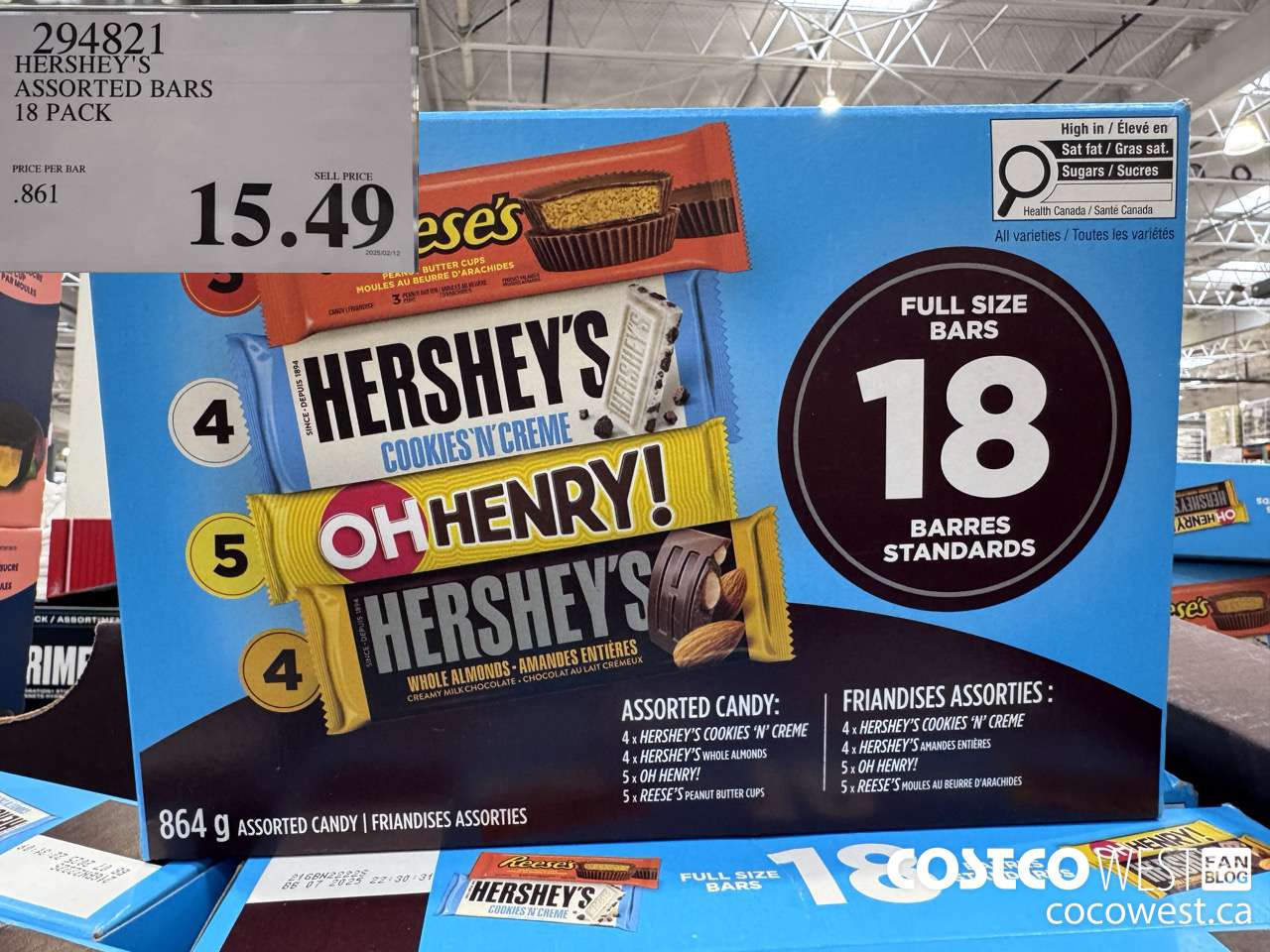294821 HERSHEY'S ASSORTED BARS 18 PACK $15.49