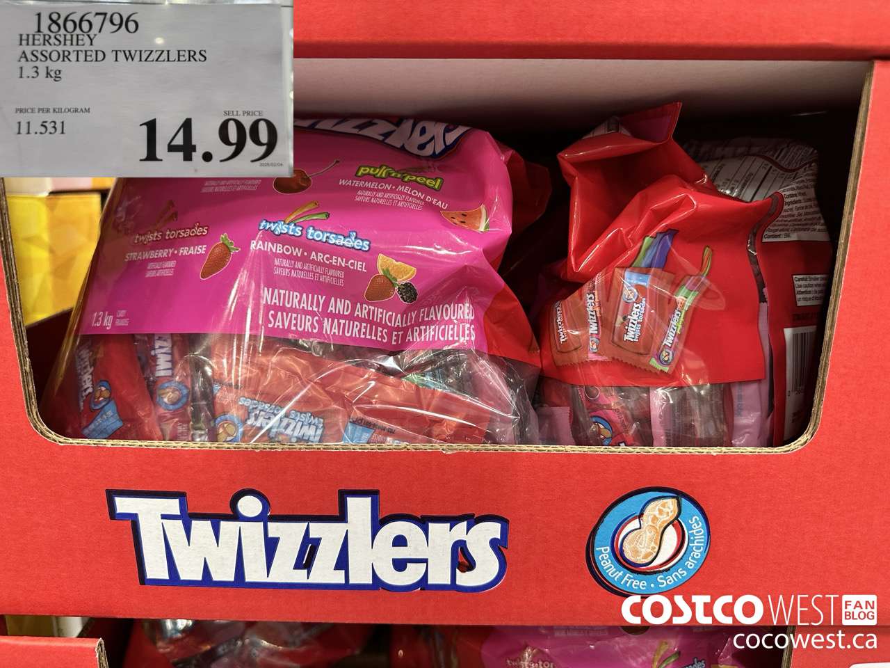 1866796 HERSHEY ASSORTED TWIZZLERS 1.3KG $14.99