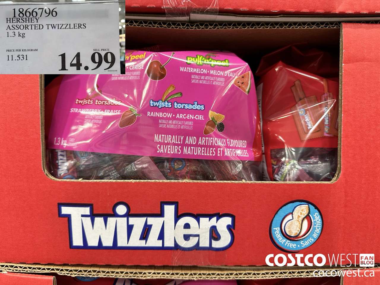 1866796 HERSHEY ASSORTED TWIZZLERS 1.3KG $14.99