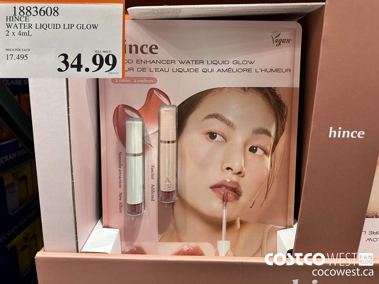 1883608 HINCE WATER LIQUID LIP GLOW 2 X 4ML $34.99
