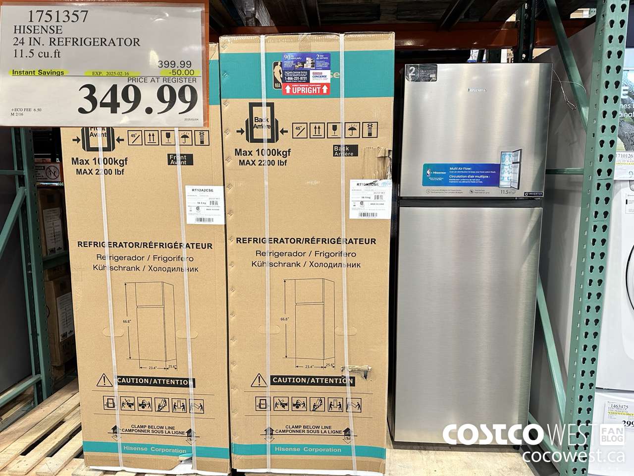 1751357 HISENSE 24 IN. REFRIGERATOR 11.5 CUFT ($50.00 INSTANT SAVINGS EXPIRES ON 2025-02-16) $349.99