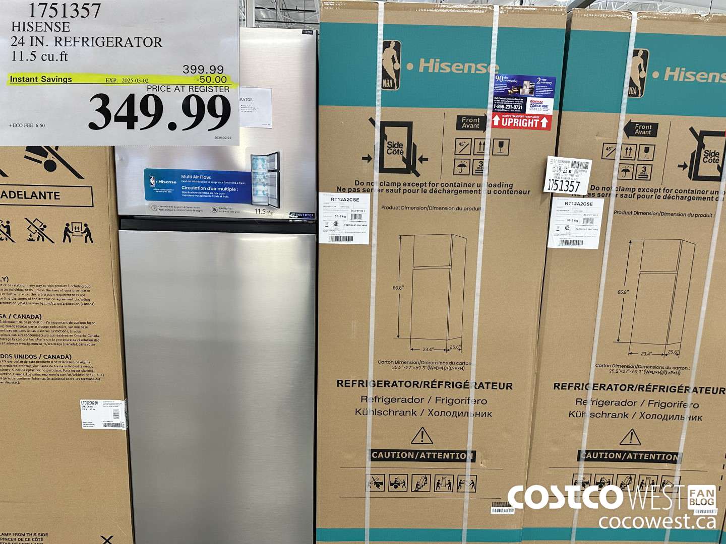 1751357 HISENSE 24 IN. REFRIGERATOR 11.5 CUFT ($50.00 INSTANT SAVINGS EXPIRES ON 2025-03-02) $349.99