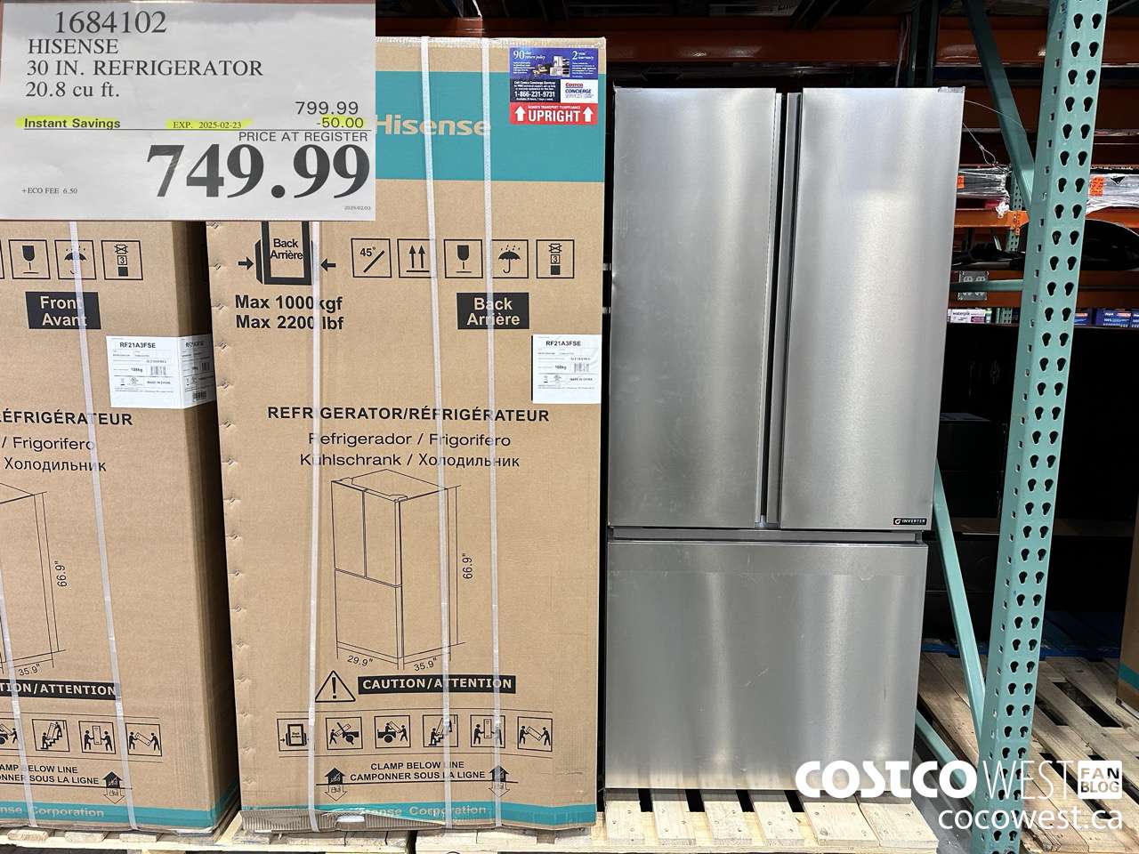 1684102 HISENSE 30 IN. REFRIGERATOR 20.8 CU FT ($50.00 INSTANT SAVINGS EXPIRES ON 2025-02-23) $749.99