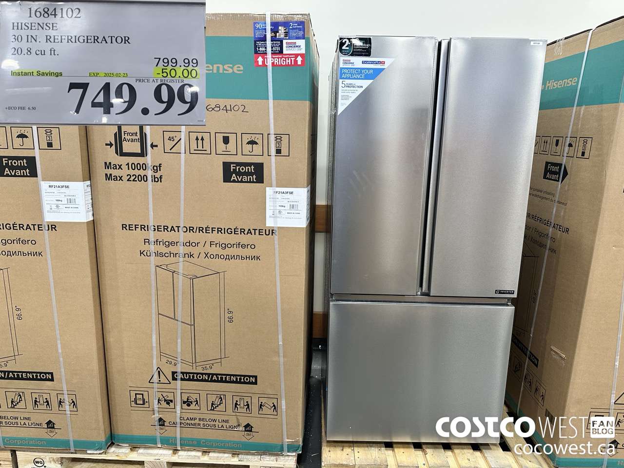 1684102 HISENSE 30 IN. REFRIGERATOR 20.8 CU FT ($50.00 INSTANT SAVINGS EXPIRES ON 2025-02-23) $749.99