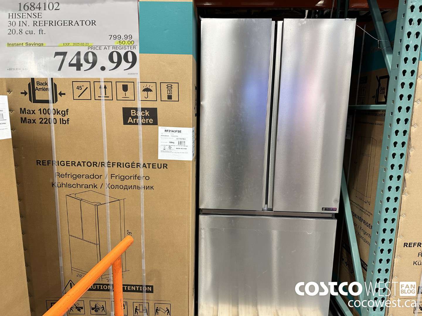 1684102 HISENSE 30 IN. REFRIGERATOR 20.8 CU FT ($50.00 INSTANT SAVINGS EXPIRES ON 2025-02-23) $749.99