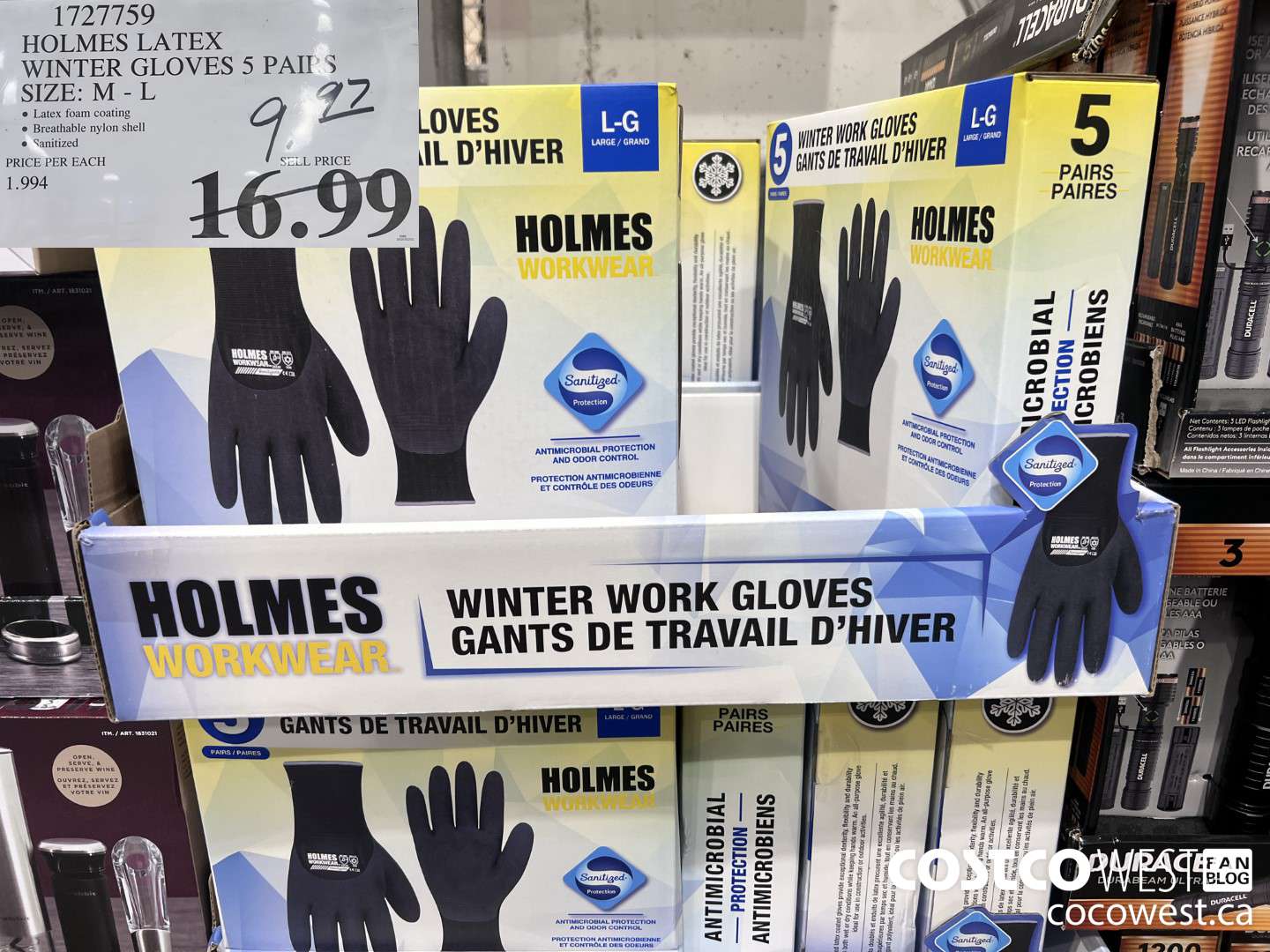 1727759 HOLMES LATEX WINTER GLOVES 5 PAIRS SIZE M-L $9.97