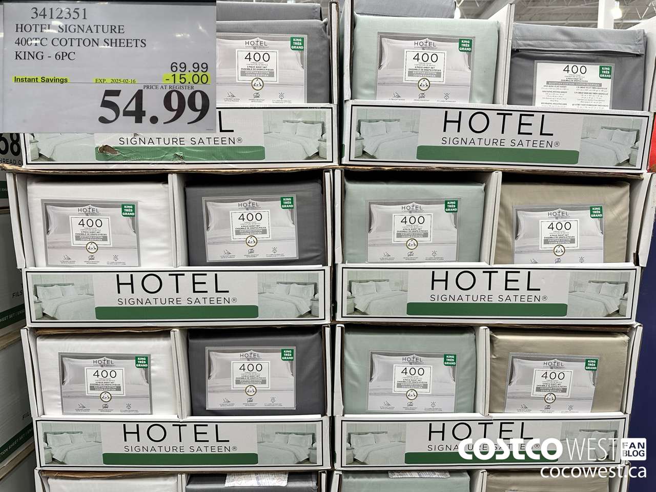 3412351 HOTEL SIGNATURE 400TC COTTON SHEETS KING 6PC ($15.00 INSTANT SAVINGS EXPIRES ON 2025-02-16) $54.99