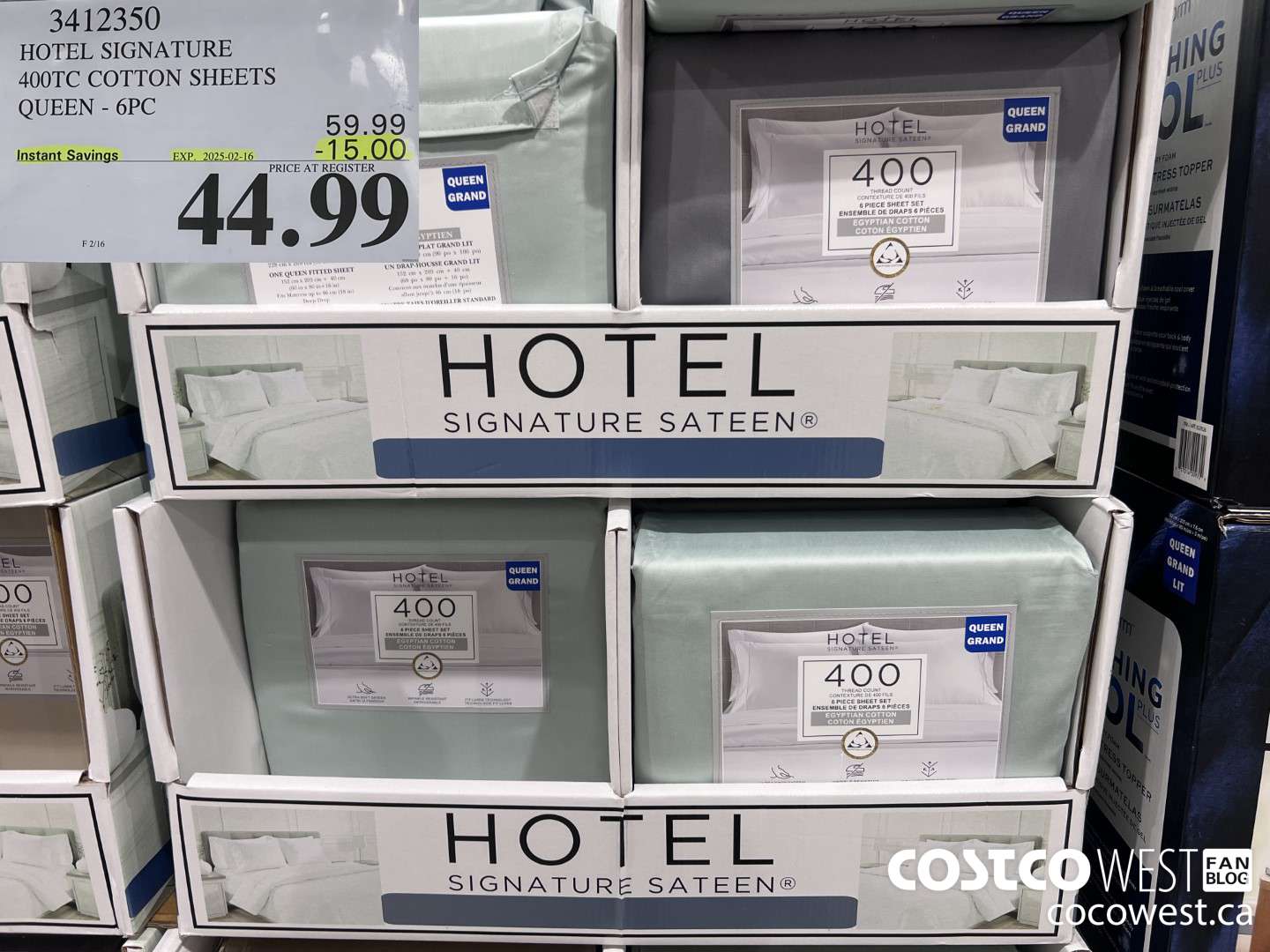 3412350 HOTEL SIGNATURE 400TC COTTON SHEETS QUEEN 6PC ($15.00 INSTANT SAVINGS EXPIRES ON 2025-02-16) $44.99