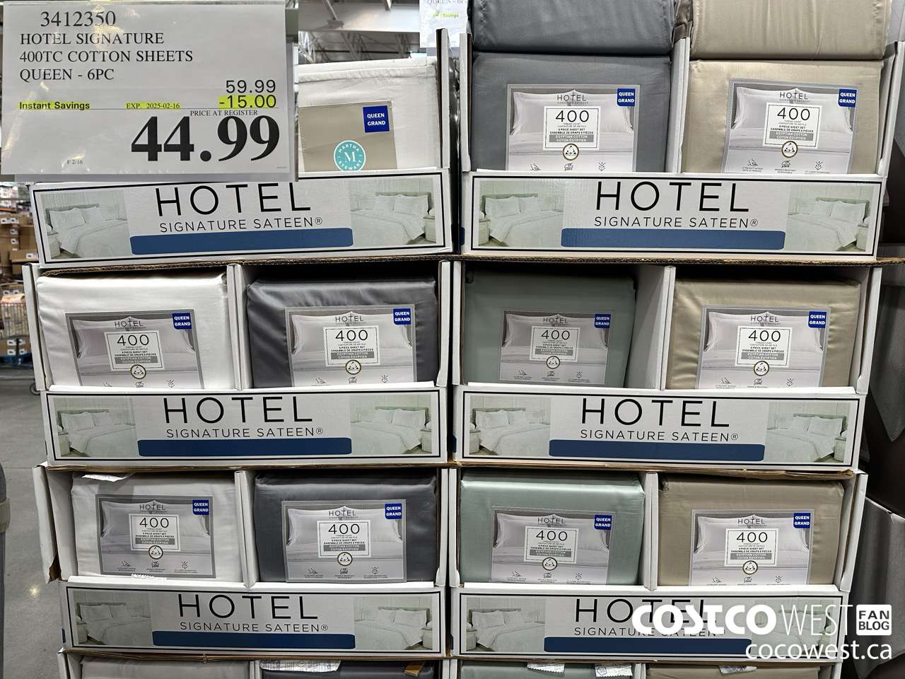 3412350 HOTEL SIGNATURE 400TC COTTON SHEETS QUEEN 6PC ($15.00 INSTANT SAVINGS EXPIRES ON 2025-02-16) $44.99