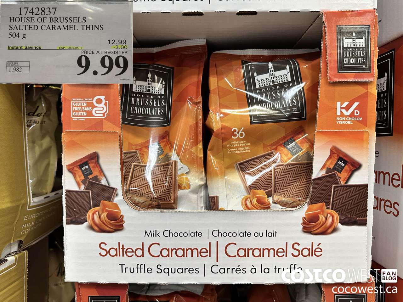 1742837 HOUSE OF BRUSSELS SALTED CARAMEL THINS 504 g ($3.00 INSTANT SAVINGS EXPIRES ON 2025-02-12) $9.99