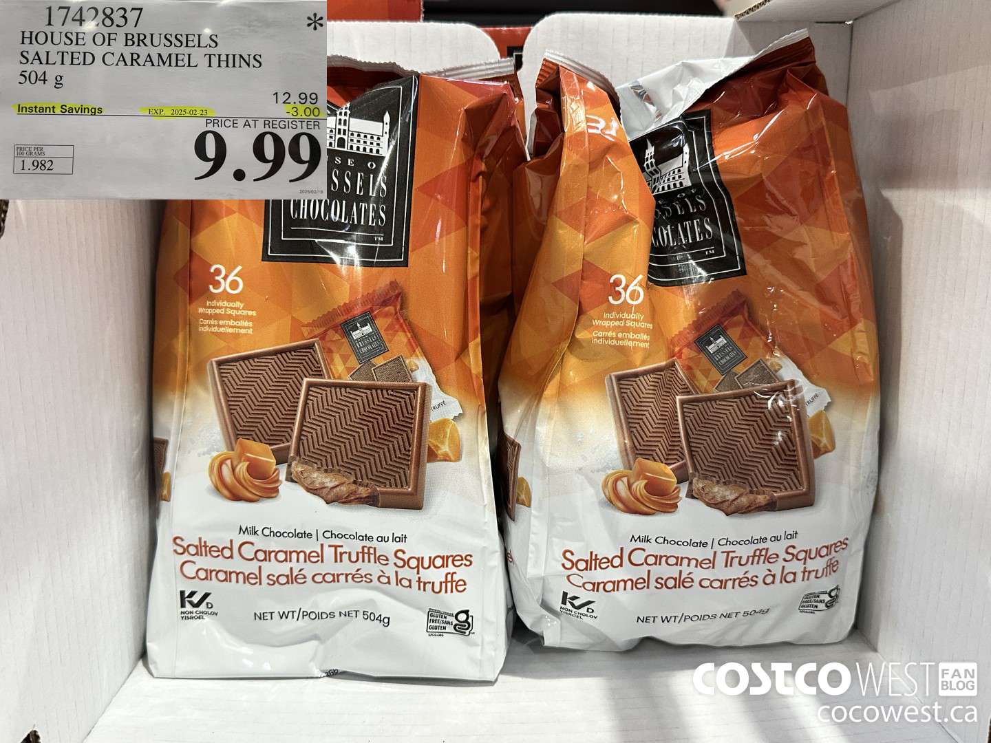 1742837 HOUSE OF BRUSSELS SALTED CARAMEL THINS 504 g ($3.00 INSTANT SAVINGS EXPIRES ON 2025-02-23) $9.99