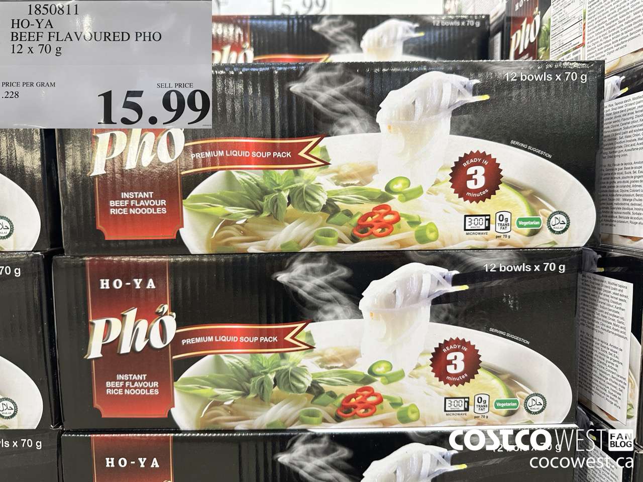 1850811 HO-YA BEEF FLAVOURED PHO 12 X 70G $15.99