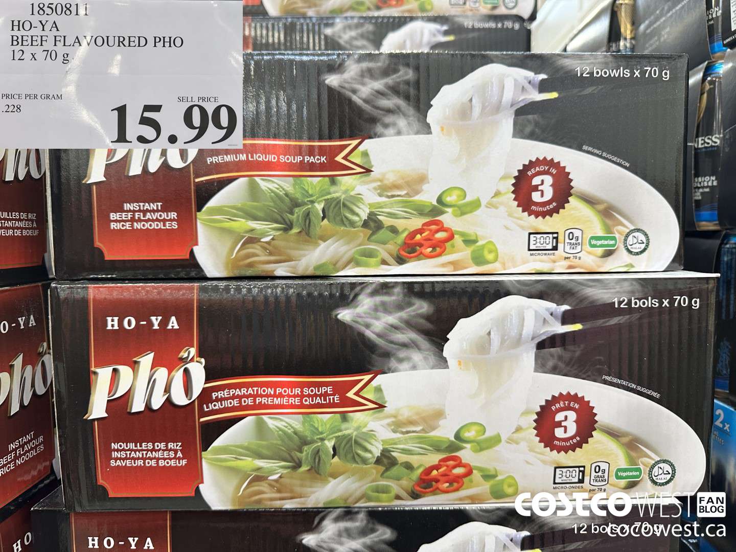 1850811 HO-YA BEEF FLAVOURED PHO 12 X 70G $15.99