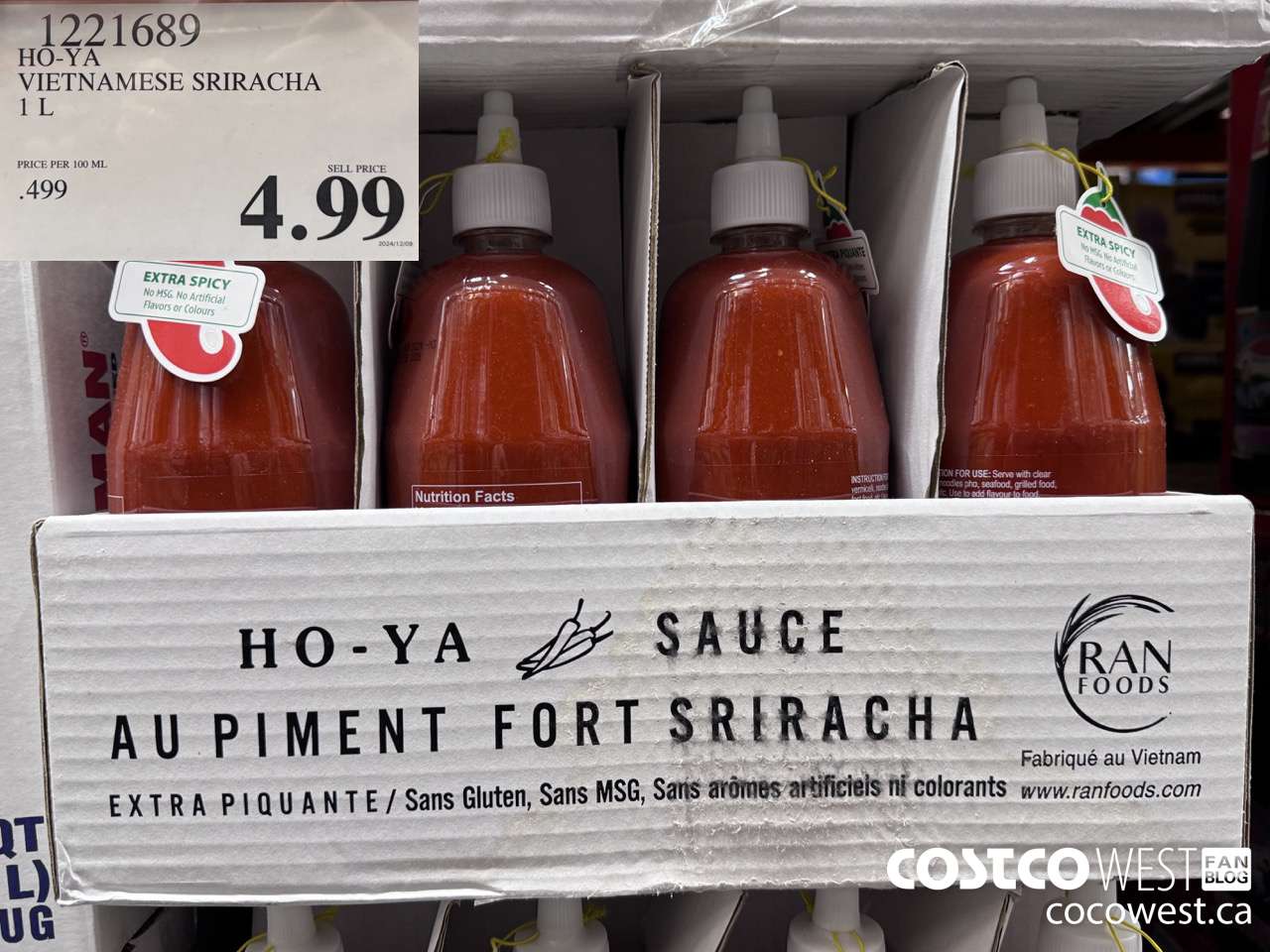 1221689 HO-YA VIETNAMESE SRIRACHA 1L $4.99