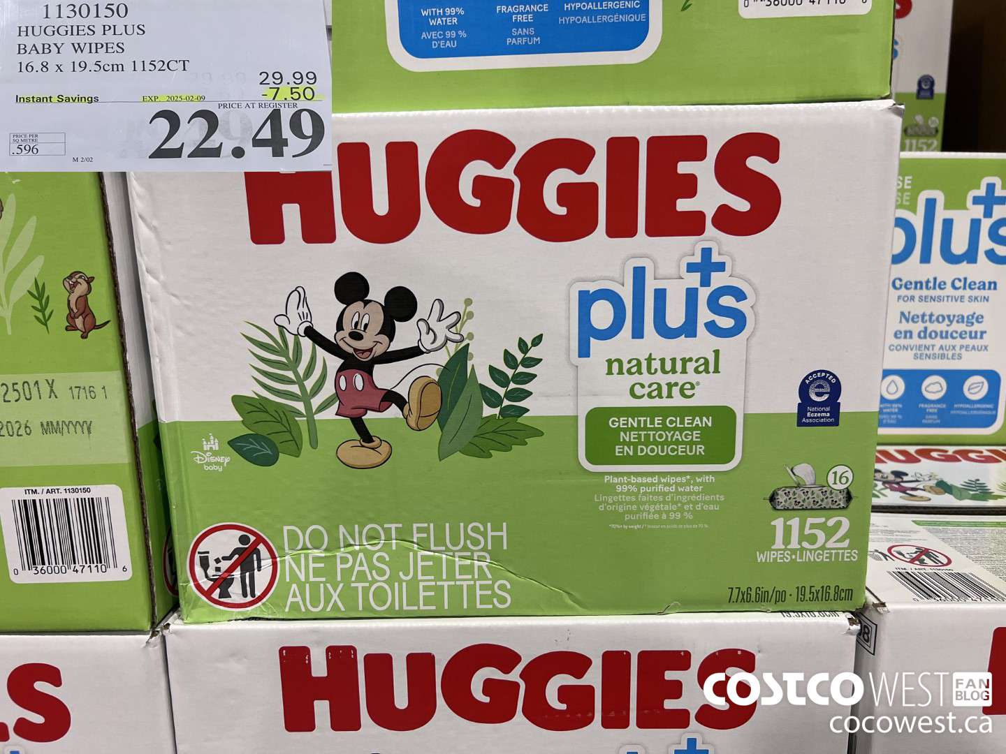 1130150 HUGGIES PLUS BABY WIPES 16.8 X 19.5 CM 1152CT ($7.50 INSTANT SAVINGS EXPIRES ON 2025-02-09) $22.49