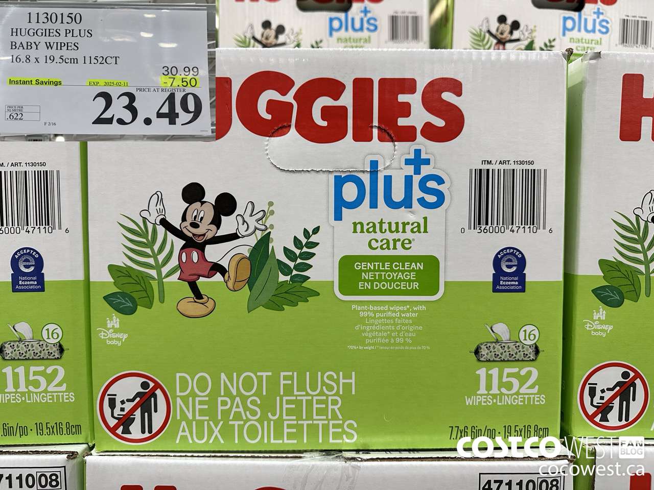 1130150 HUGGIES PLUS BABY WIPES 16.8 X 19.5 CM 1152CT ($7.50 INSTANT SAVINGS EXPIRES ON 2025-02-11) $22.49