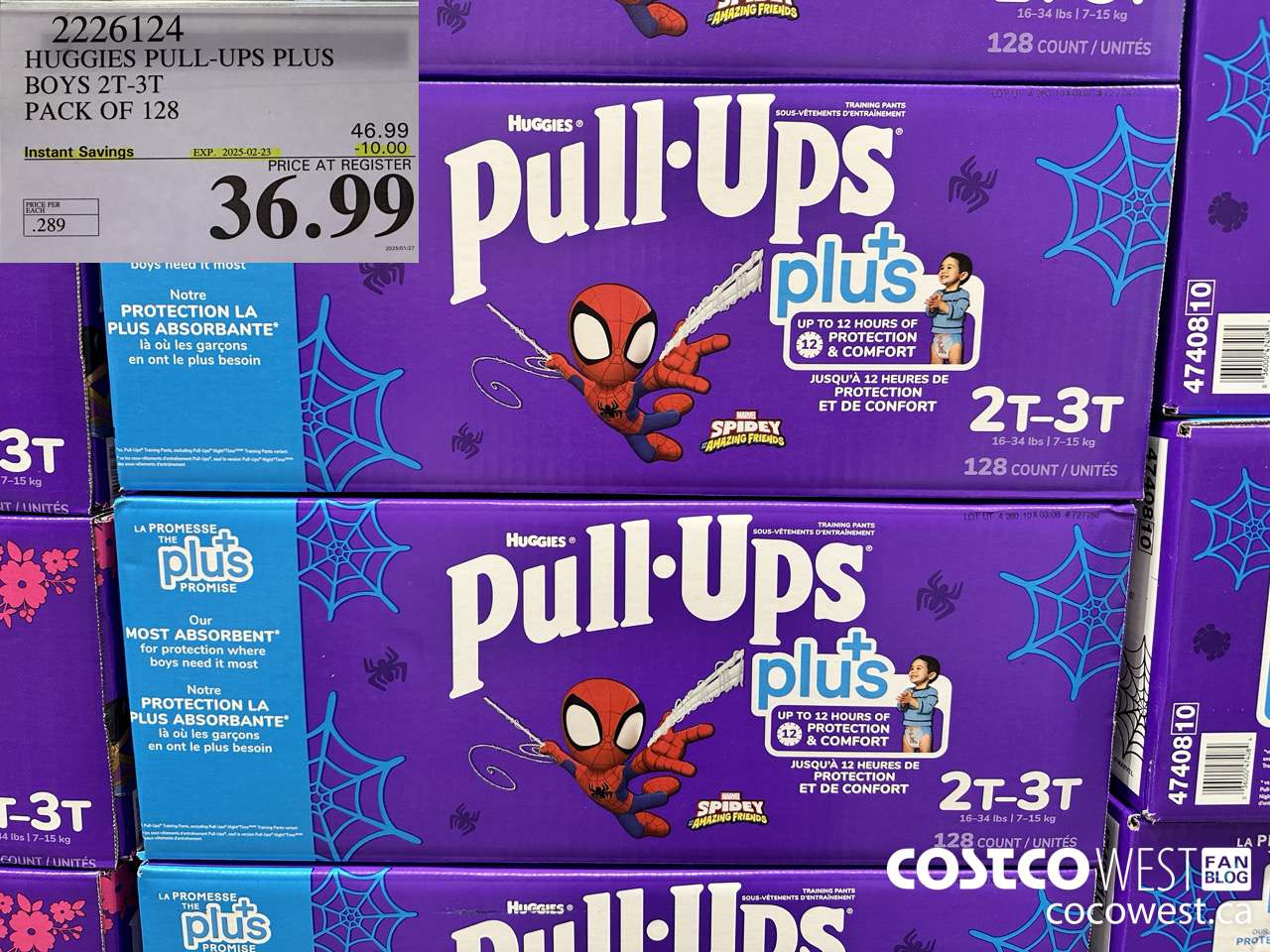 2226124 HUGGIES PULL-UPS PLUS BOYS 2T-3T PACK OF 128 ($10.00 INSTANT SAVINGS EXPIRES ON 2025-02-23) $36.99