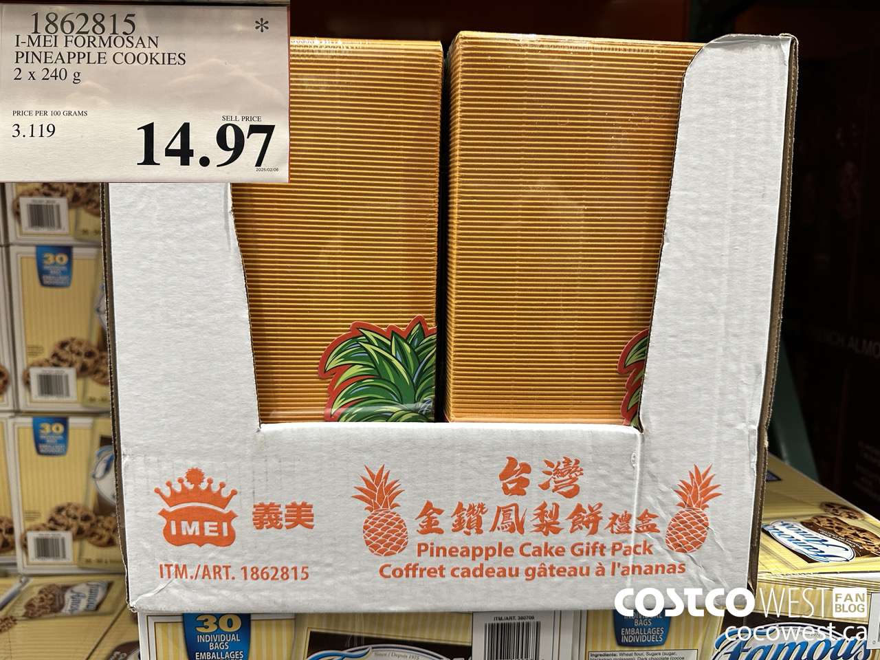 1862815 I-MEI FORMOSAN PINEAPPLE COOKIES 2 X 240G $14.97