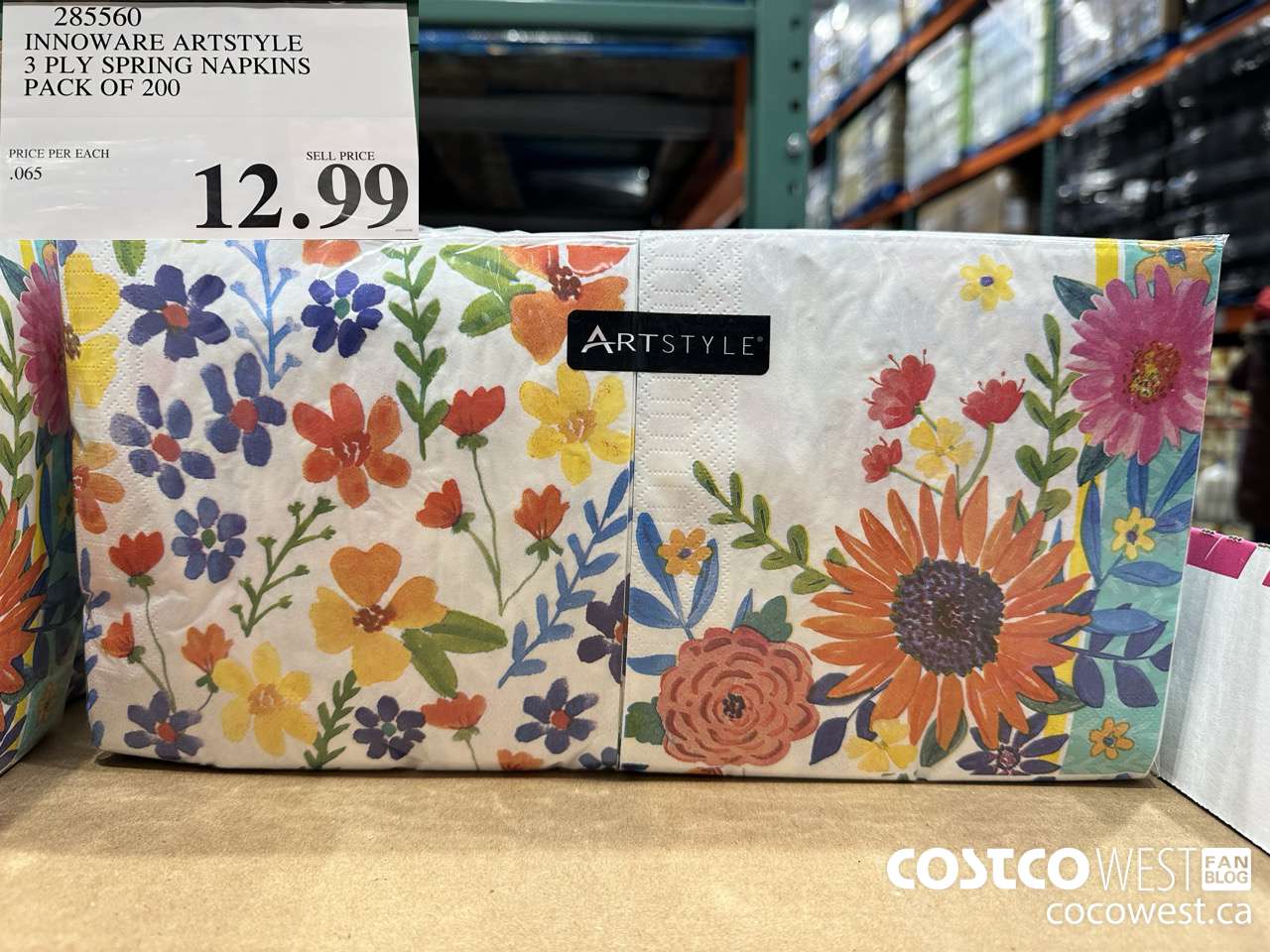 285560 INNOWARE ARTSTYLE 3 PLY SPRING NAPKINS PACK OF 200 $12.99