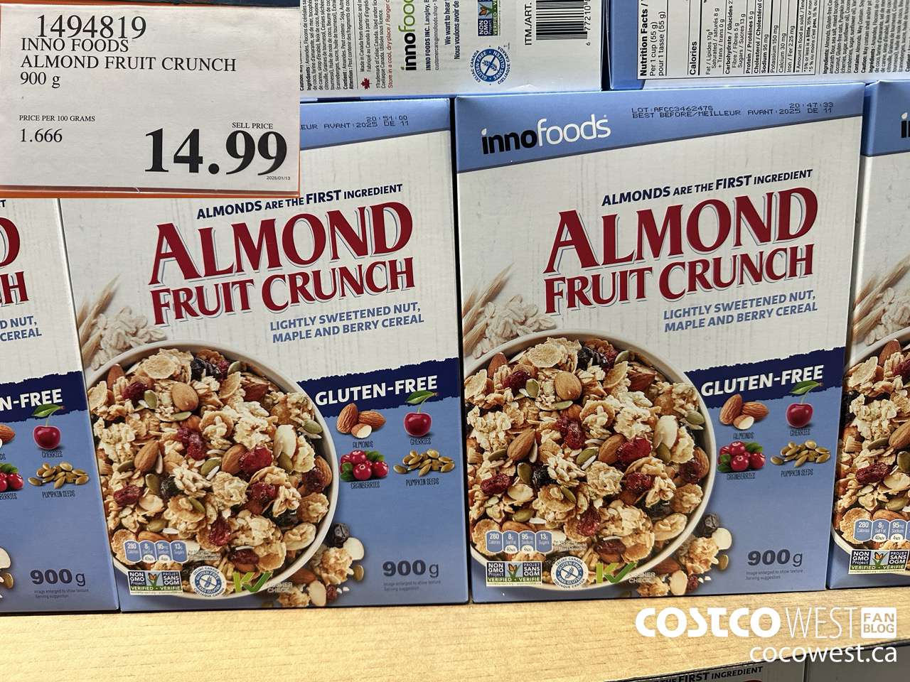 1494819 INNO FOODS ALMOND FRUIT CRUNCH 900 g $14.99