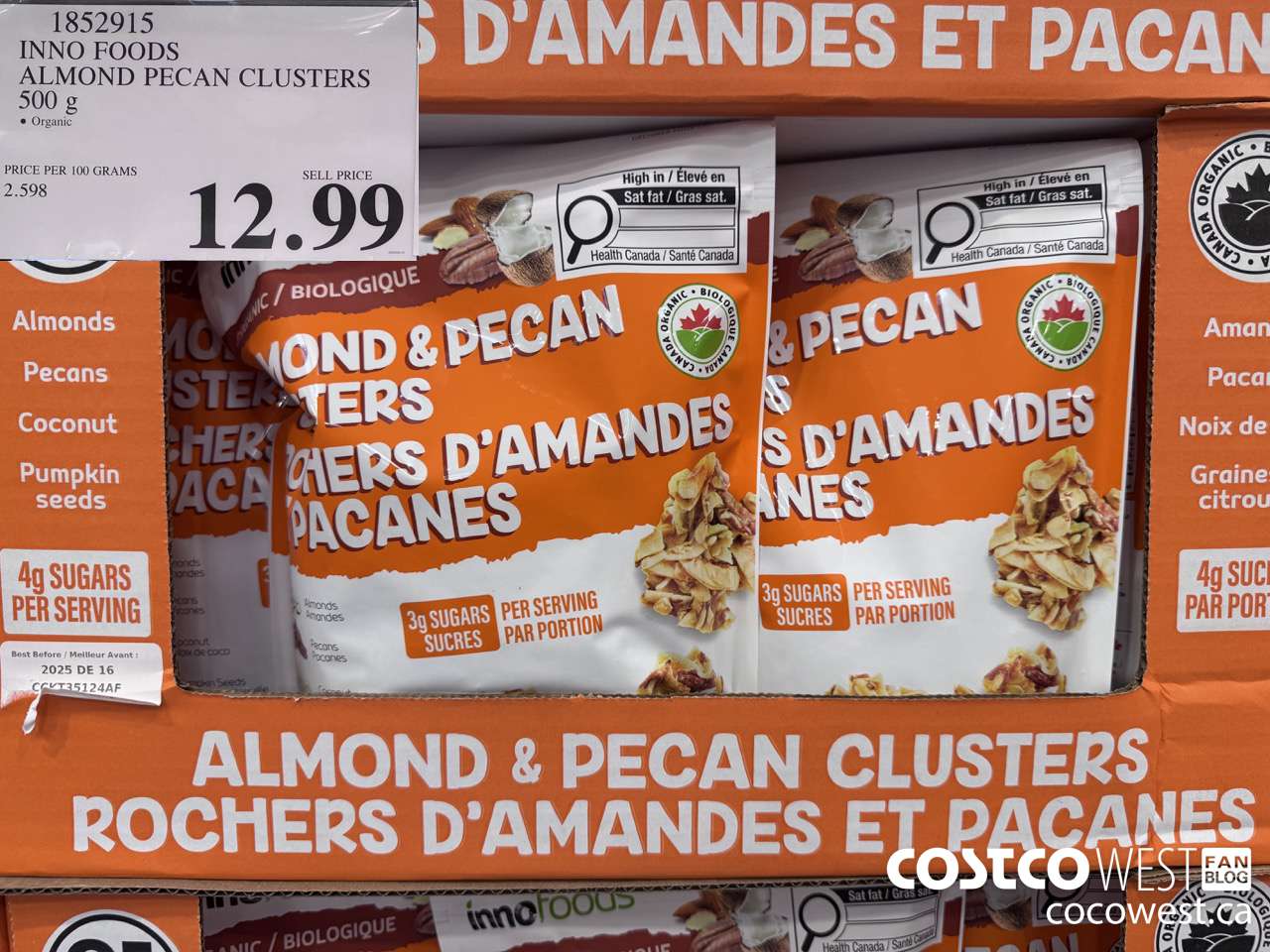 1852915 INNO FOODS ALMOND PECAN CLUSTERS 500G $12.99