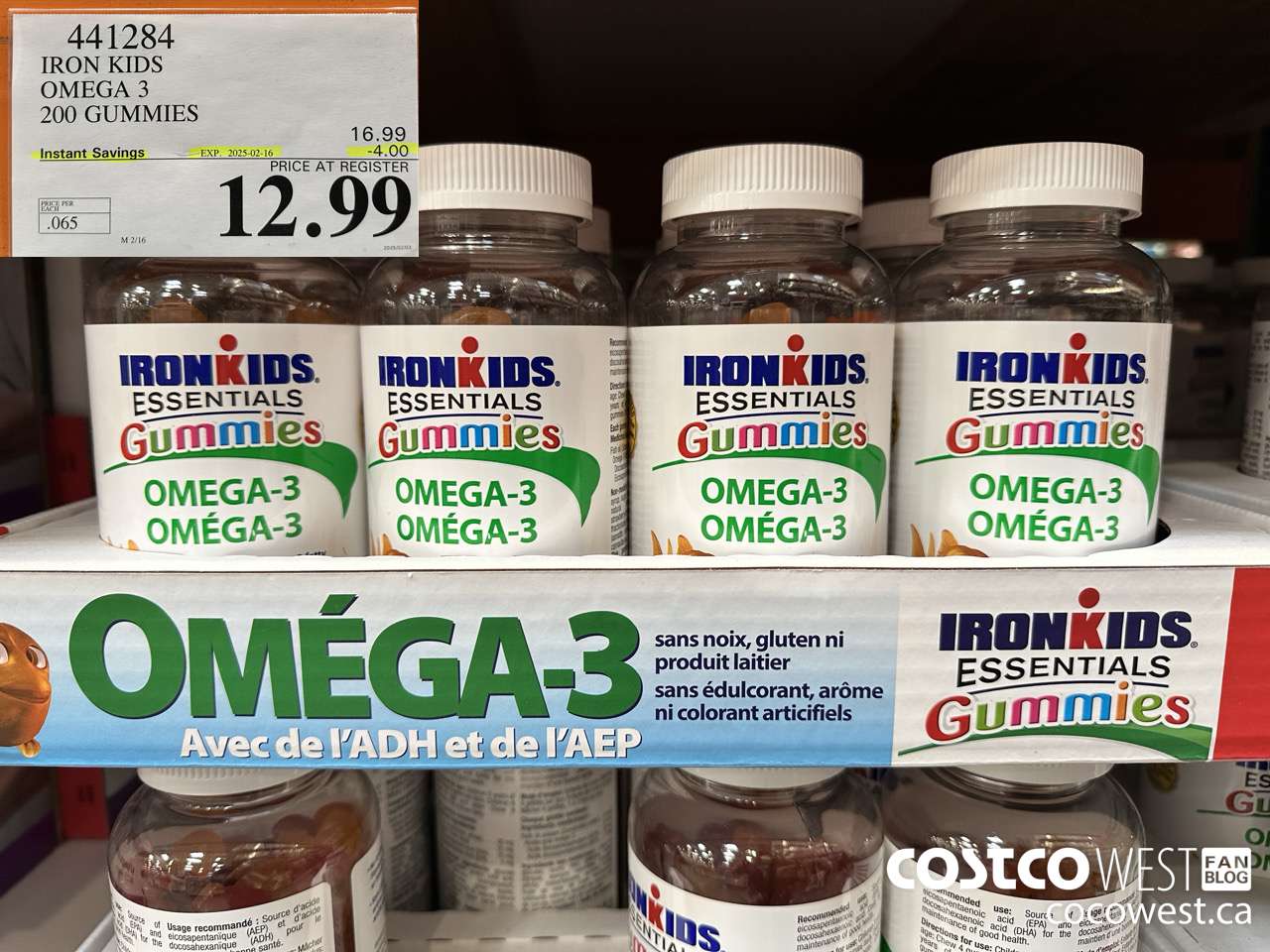 441284 IRON KIDS OMEGA 3 200 GUMMIES ($4.00 INSTANT SAVINGS EXPIRES ON 2025-02-16) $12.99