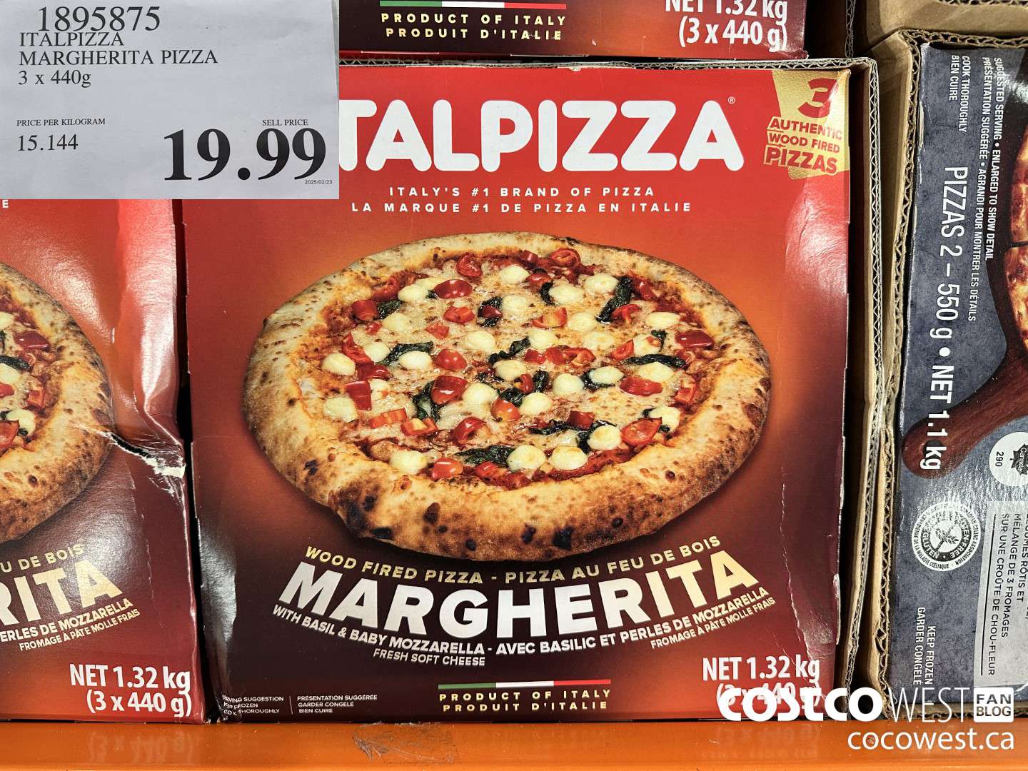 1895875 ITALPIZZA MARGHERITA PIZZA 3 x 440g $19.99