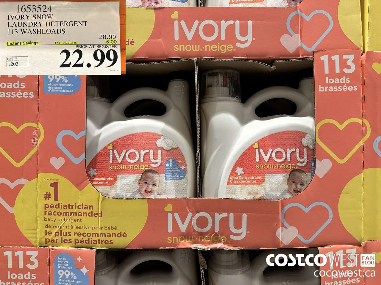 1653524 IVORY SNOW LAUNDRY DETERGENT 113 WASHLOADS ($6.00 INSTANT SAVINGS EXPIRES ON 2025-02-16) $22.99