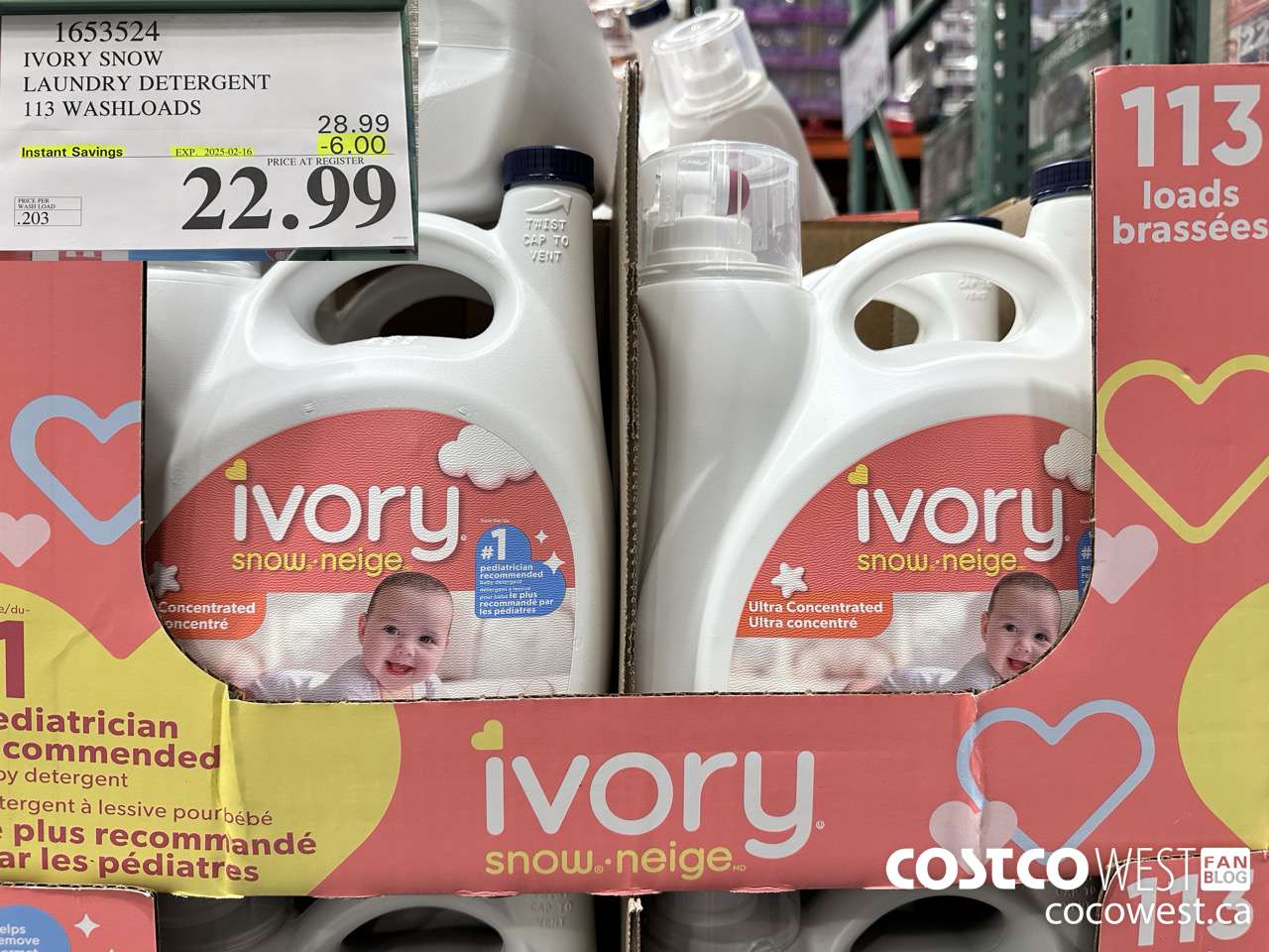 1653524 IVORY SNOW LAUNDRY DETERGENT 113 WASHLOADS ($6.00 INSTANT SAVINGS EXPIRES ON 2025-02-16) $22.99