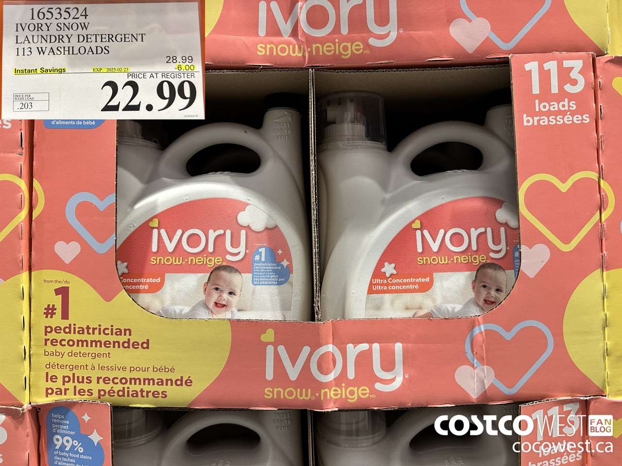 1653524 IVORY SNOW LAUNDRY DETERGENT 113 WASHLOADS ($6.00 INSTANT SAVINGS EXPIRES ON 2025-02-23) $22.99