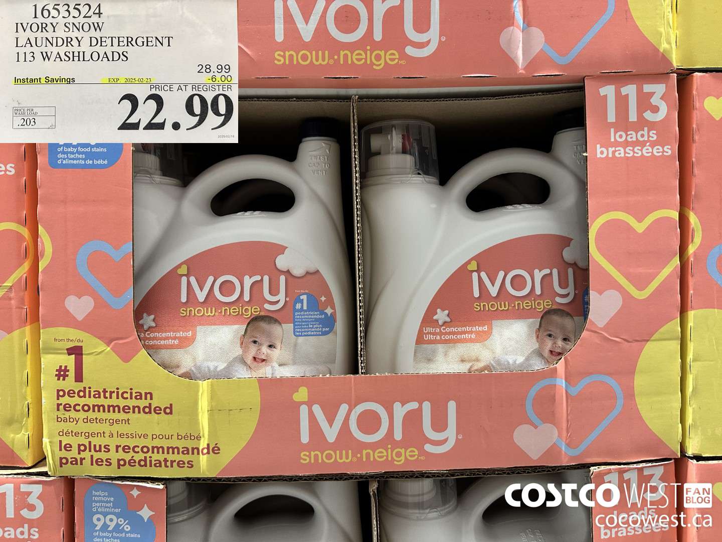 1653524 IVORY SNOW LAUNDRY DETERGENT 113 WASHLOADS ($6.00 INSTANT SAVINGS EXPIRES ON 2025-02-23) $22.99