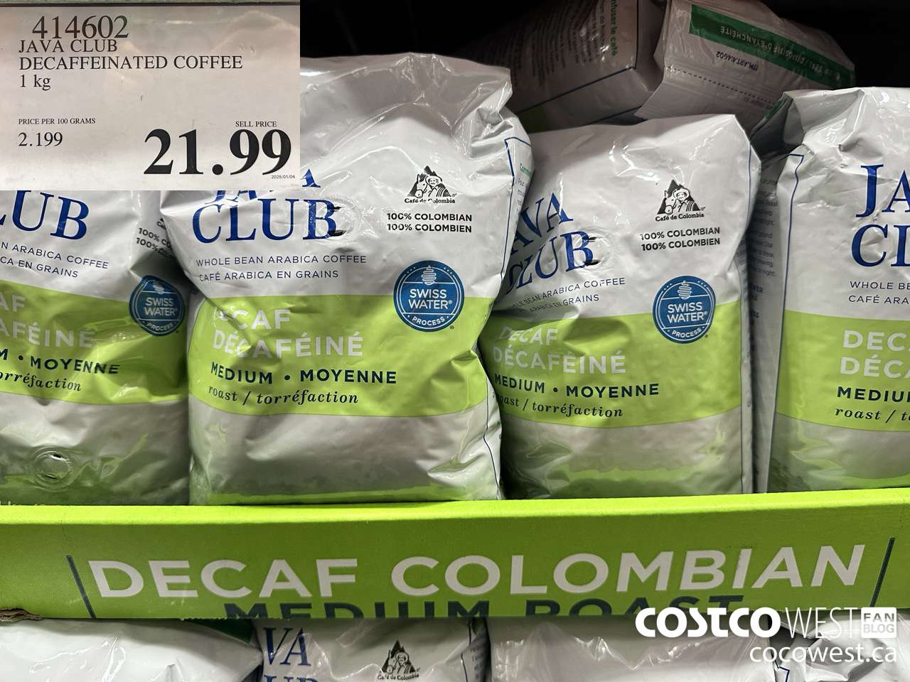 414602 JAVA CLUB DECAFFEINATED COFFEE 1 kg $21.99