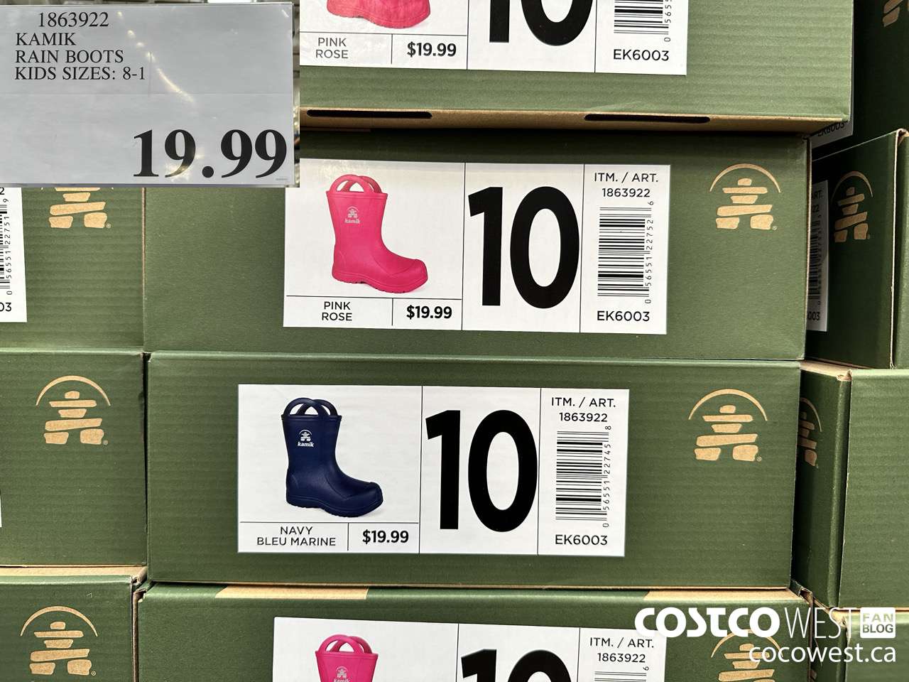 1863922 KAMIK RAIN BOOTS KIDS SIZES 8-1 $19.99