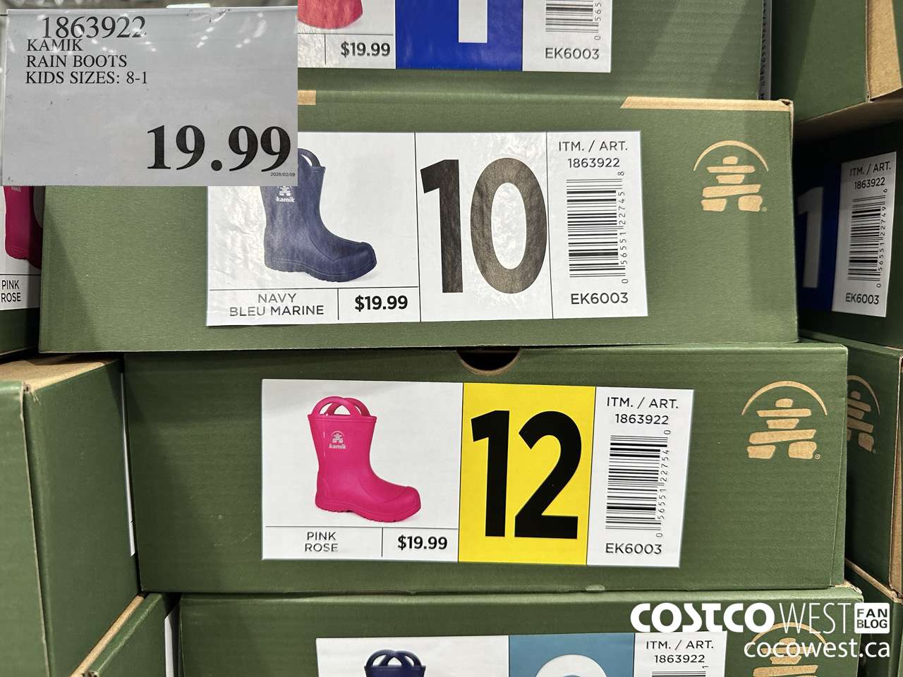 1863922 KAMIK RAIN BOOTS KIDS SIZES 8-1 $19.99