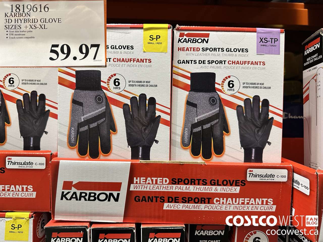 1819616 KARBON 3D HYBRID GLOVE SIZES XS-XL $59.97