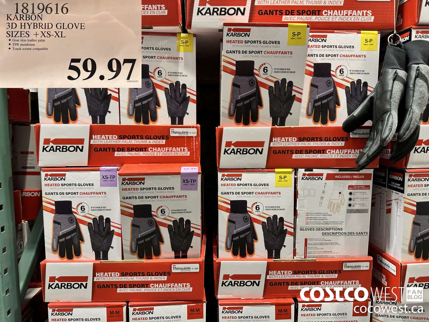 1819616 KARBON 3D HYBRID GLOVE SIZES XS-XL $59.97