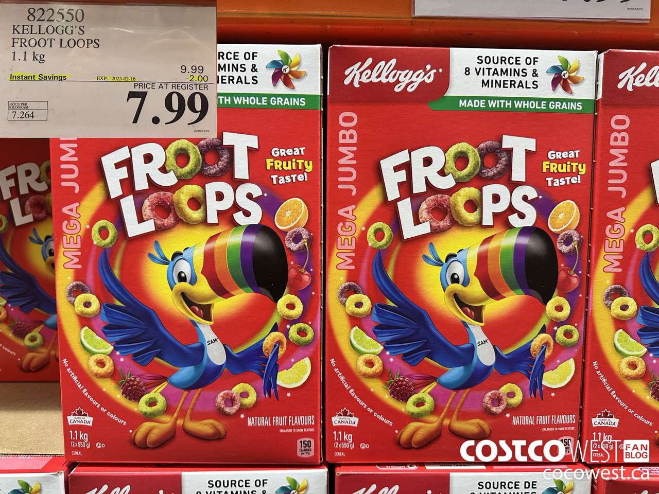 822550 KELLOGGS FROOT LOOPS 1.1 kg ($2.00 INSTANT SAVINGS EXPIRES ON 2025-02-16) $7.99