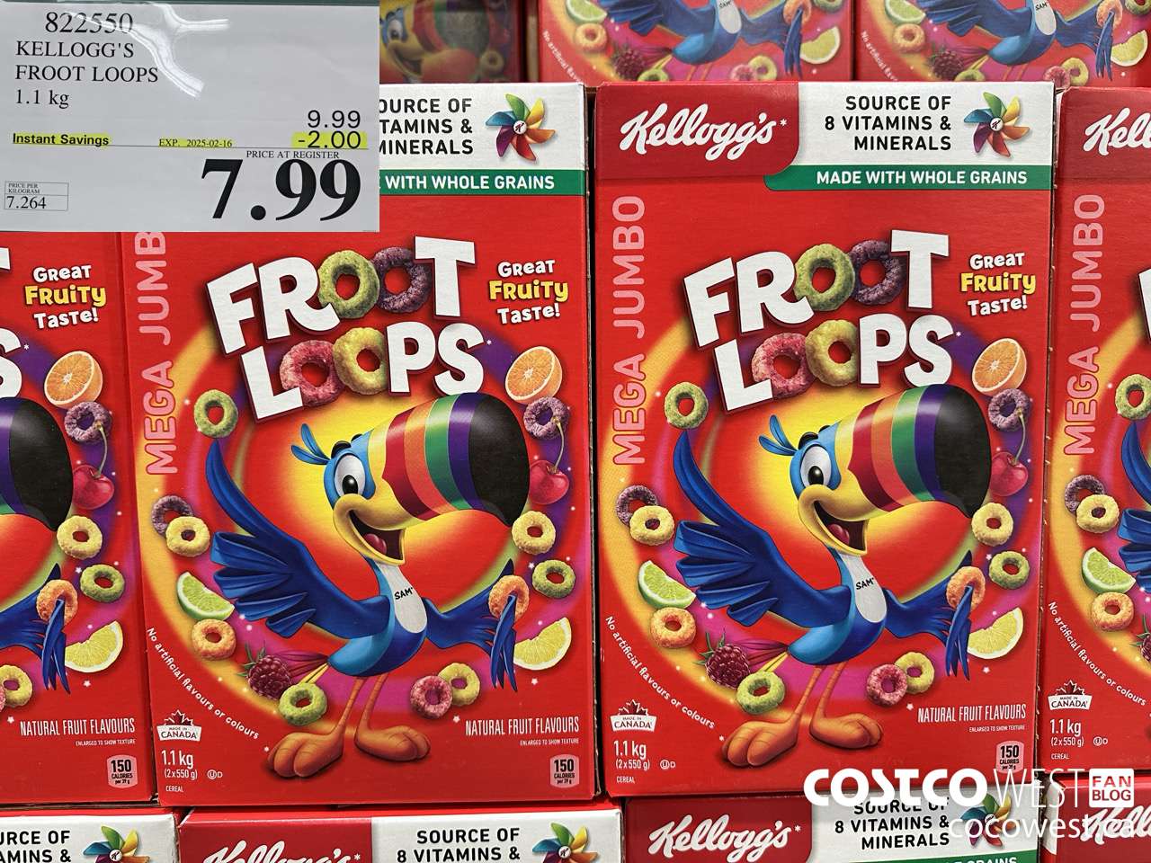 822550 KELLOGGS FROOT LOOPS 1.1 kg ($2.00 INSTANT SAVINGS EXPIRES ON 2025-02-16) $7.99