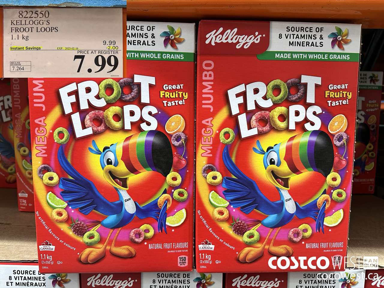822550 KELLOGGS FROOT LOOPS 1.1 kg ($2.00 INSTANT SAVINGS EXPIRES ON 2025-02-16) $7.99