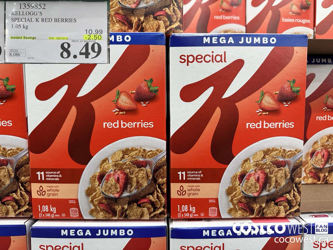 1359852 KELLOGG'S SPECIAL K RED BERRIES 1.05 KG ($2.50 INSTANT SAVINGS EXPIRES ON 2025-02-16) $8.49