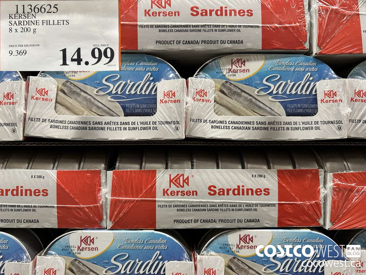 1136625 KERSEN SARDINE FILLETS 8 X 200G $14.99