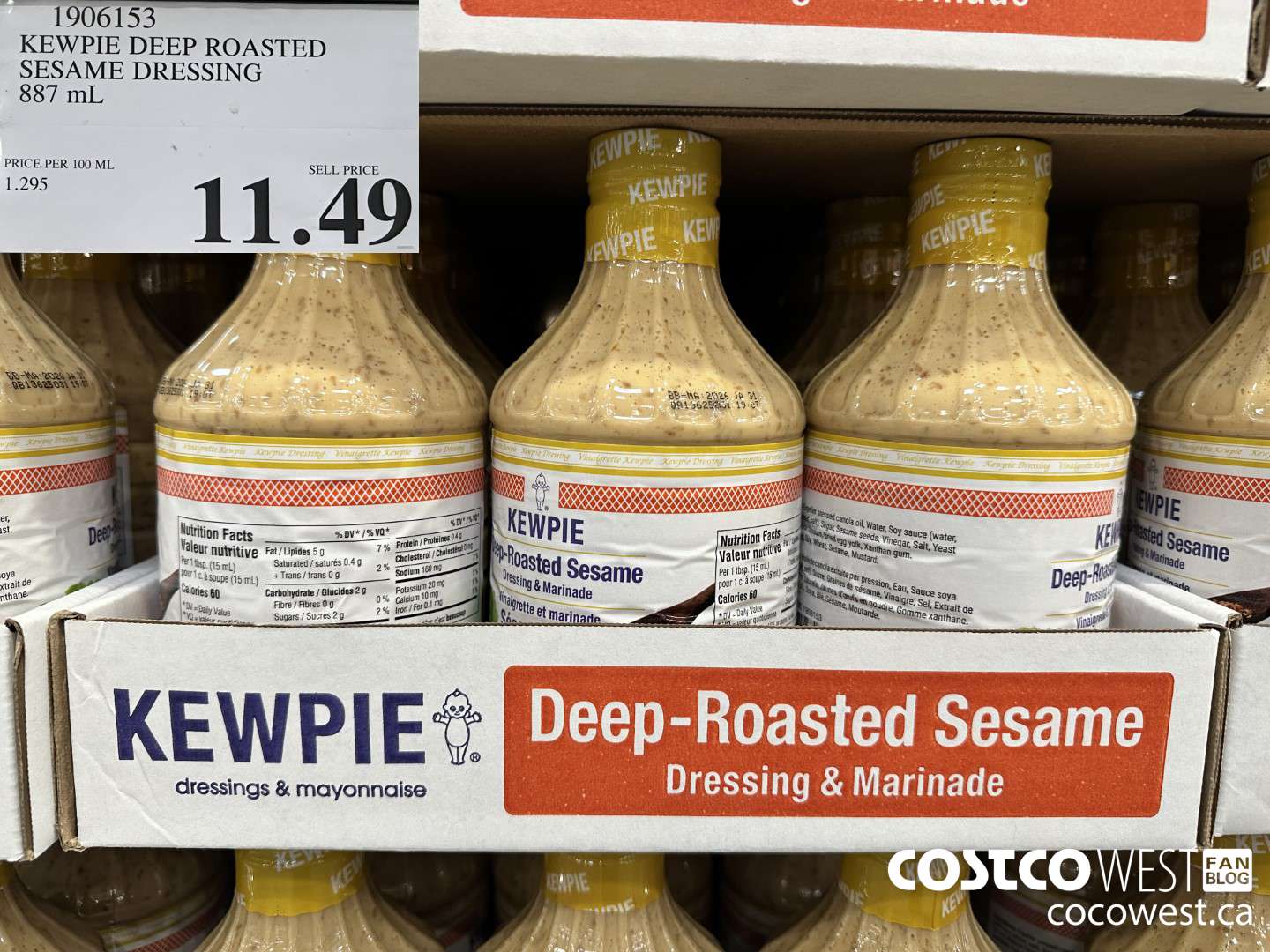 1906153 KEWPIE DEEP ROASTED SESAME DRESSING 887 mL $11.49