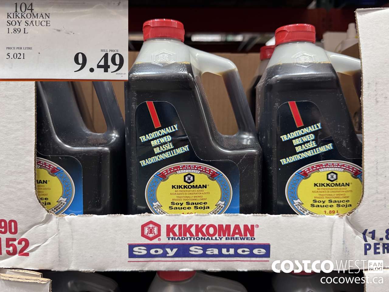 104 KIKKOMAN SOY SAUCE 1.89 L $9.49