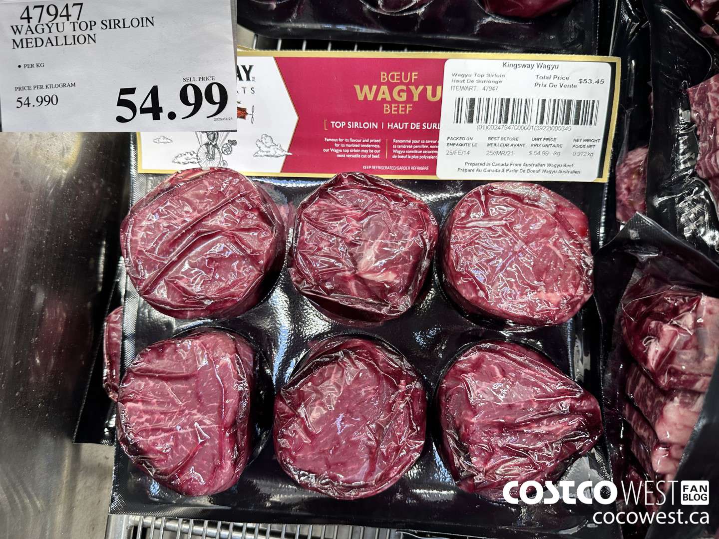 47947 KINGSWAY WAGYU WAGYU TOP SIRLOIN $54.99